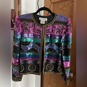 Vintage 90s, gorgeous beaded, sequin flawless‎ evening jacket